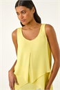 Light Yellow Asymmetric Sleeveless Vest Top, Image 4 of 5