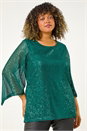 Forest Curve Sequin Flared Sleeve Top, Image 1 of 5