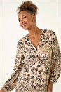 Natural  Animal Print Twist Front Dress, Image 4 of 5