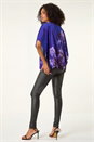 Purple Floral Print Chiffon Overlay Top, Image 4 of 5
