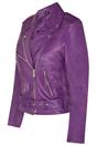 Purple Womens Leather Biker Jacket - Mansfield, Image 2 of 4