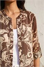 Chocolate Leaf Print Longline Button Blouse , Image 4 of 4