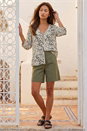 Ivory  Abstract Print Embellished Button Up Blouse, Image 2 of 4