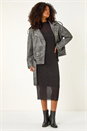 Grey Dusk Oversized Belt Biker Jacket, Image 2 of 9