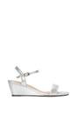 Silver XY LONDON Silver 'Alissa' Low Wedge Heel Sandals With Ankle Strap, Image 1 of 5