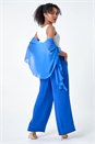 Blue Petite Chiffon Drape Cover Up, Image 3 of 5