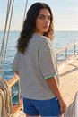 Black Oversized Boxy Stripe T-Shirt, Image 3 of 4