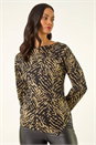 Black Dusk Abstract Asymmetric Stretch Top, Image 1 of 5