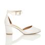 White AJVANI White Mid Block Heel Ankle Strap 2 Part Heels, Image 2 of 6