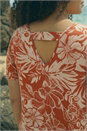 Rust Curve Leaf Print Bar Back Top, Image 4 of 4