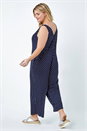 Navy  Curve Polka Dot Stretch Jersey Jumpsuit, Image 3 of 5