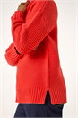 Red Textured Cowl Neck Jumper, Image 5 of 7