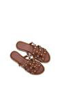Brown Slip On Sandals With Peal Studded Straps, Image 6 of 6