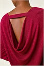 Red Glitter Cowl Back Stretch Tunic Top, Image 5 of 5