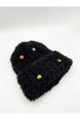Black Beanie with Multicolour Buttons, Image 3 of 3