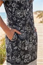 Black Paisley Print Linen Blend Shift Dress, Image 4 of 4