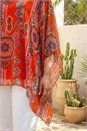 Red Curve Ikat Paisley Asymmetric Overlay Top, Image 4 of 4