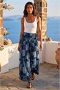 Blue Floral Tile Print Palazzo Wide Leg Trouser, Image 1 of 4