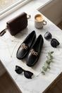 Beige iKrush Beige Olivia Womens Rhinestone Chain Loafers, Image 6 of 6