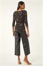 Bronze Jacquard Cowl Neck Stretch Top, Image 3 of 5