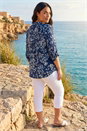 Navy  Curve Puff Print Stretch Shirt, Image 3 of 4