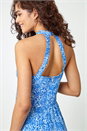 Royal Blue Ditsy Floral Halter Neck Maxi Dress, Image 5 of 5