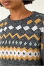 Dark Grey Nordic Print Knitted Jumper Dress, Image 5 of 7