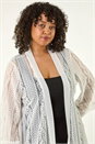 Ivory  Curve Crochet Knit Cardigan, Image 4 of 5