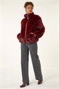 Burgundy Faux Fur Relaxed Jacket, Image 3 of 7