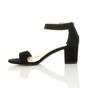Black AJVANI Black Mid Block Heel Ankle Strap Sandals, Image 3 of 6