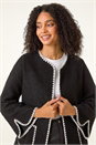 Black Contrast Blanket Stitch Jacket, Image 4 of 5