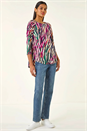 Multi  Stripe Print Stretch Tunic Top, Image 2 of 5