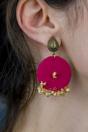 Pink Fabric Poth Earrings, Pearl, Image 1 of 2