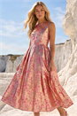 Pink Dusk Metallic Jacquard Midi Dress, Image 1 of 4