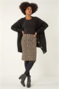 Chocolate Denim Animal Print A-Line Skirt, Image 2 of 5