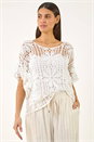 White Floral Crochet Knit Top, Image 5 of 6