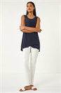 Navy Asymmetric Hem Vest Top, Image 1 of 5