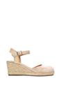 Beige XY LONDON Beige 'Joey' Closed Toe Ankle Strap Espadrille Wedge Platform Shoes, Image 1 of 6