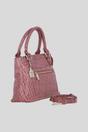 Rose Real Leather Handbag with Detachable Crossbody Strap, Image 4 of 4
