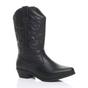 Black AJVANI Black Low Cuban Heel Embroidered Cowboy Western Boots, Image 1 of 6