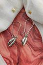 Silver Cowrie Dangle Earrings with Zircon - Boho Silver, Gold, Image 1 of 2