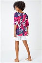 Fuchsia Palm Print Tunic Top, Image 3 of 5