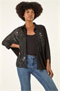 Black Sequin Buttoned Blouse , Image 4 of 5