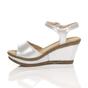 Silver AJVANI Silver High Wedge Heel Ankle Strap Cork Sandals, Image 3 of 6