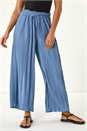 Denim Pleated Wide Leg Stretch Culottes, Image 4 of 5