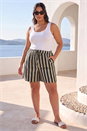 Black Curve Zig Zag Tie Waist Shorts, Image 2 of 5