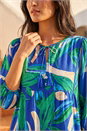 Blue Petite Tiered Tie Front Dress, Image 4 of 4