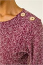 Burgundy Textured Button Shoulder Top, Image 5 of 5