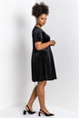 Black Curve Diamante Button Velvet Dress, Image 3 of 4