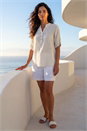 Stone Classic Stripe Button Front Top, Image 2 of 4